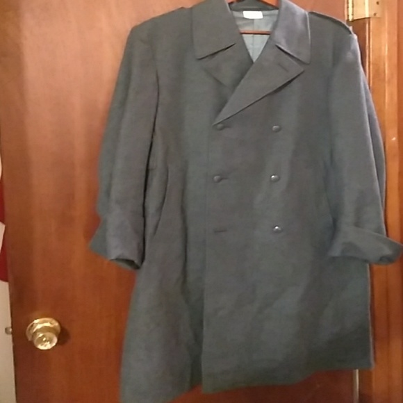 Vtg SWISS Medic Military Wool Trench Coat Long Med - Picture 1 of 8